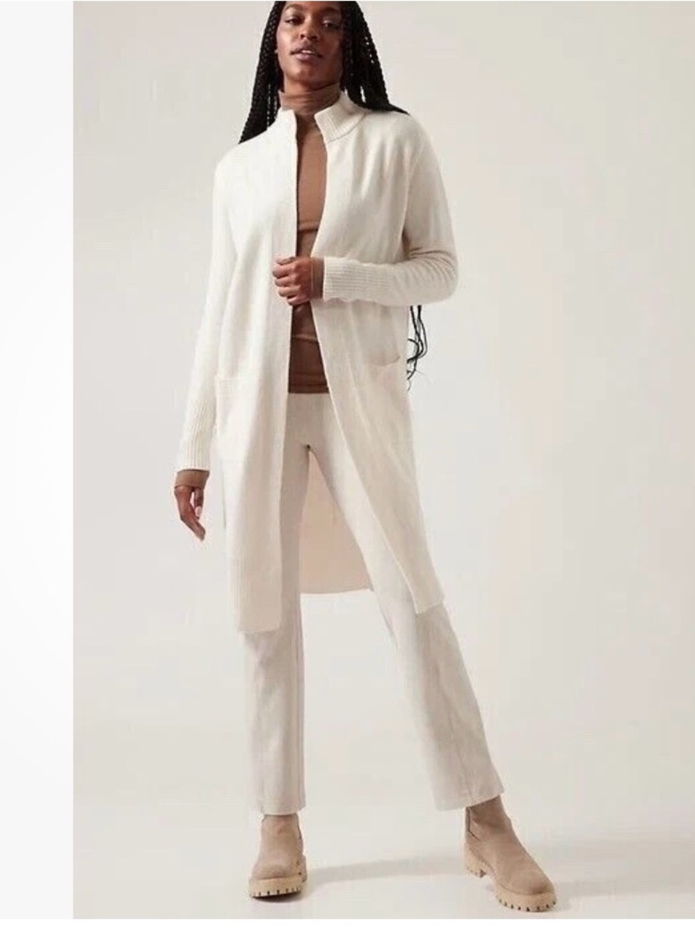 ATHLETA Cream Cashmere Blend Long Open Oversized Cardigan 🆕 $259